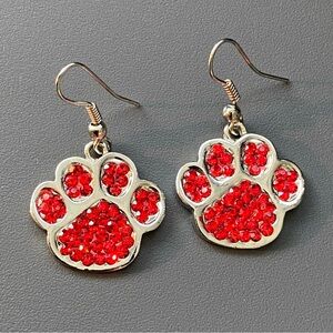 Paw Print Rhinestone Dangle Earrings